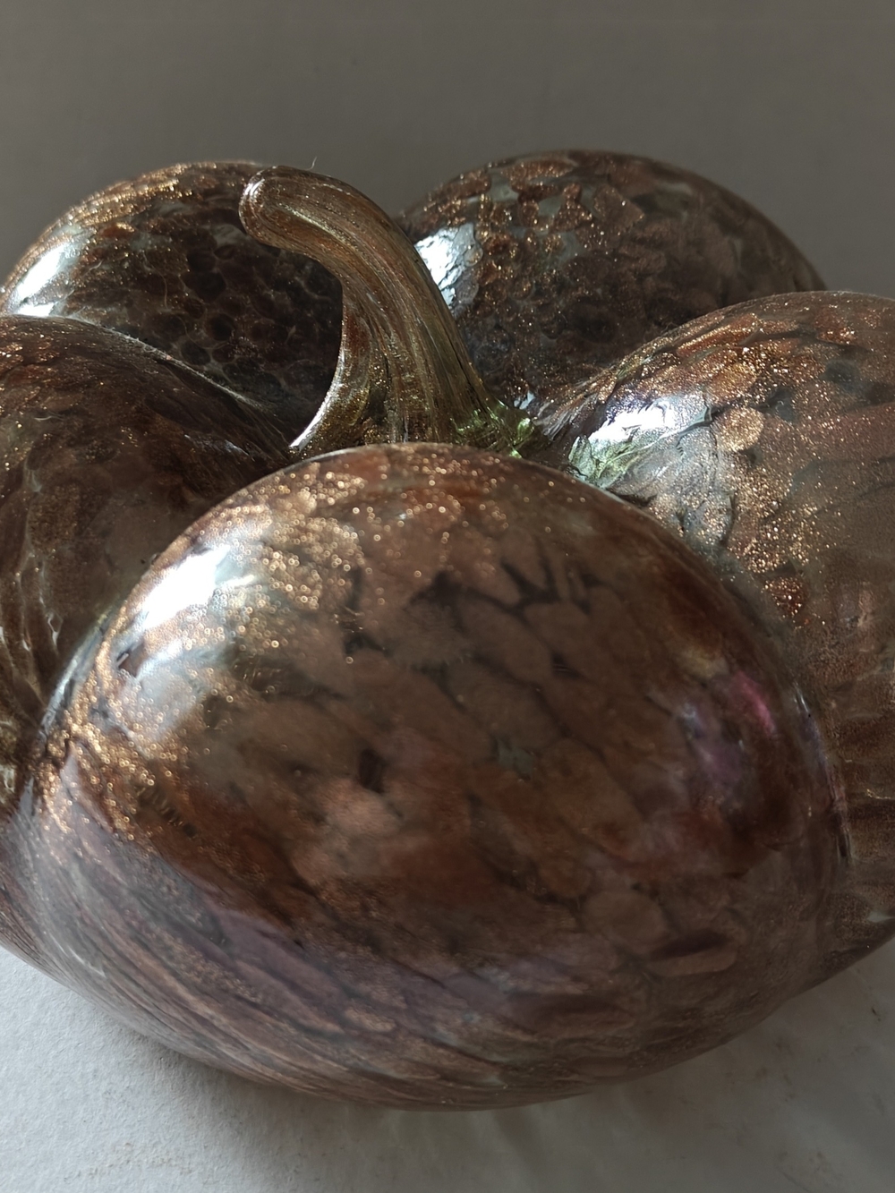 Copper and  Brown Glass Pumpkin Accent